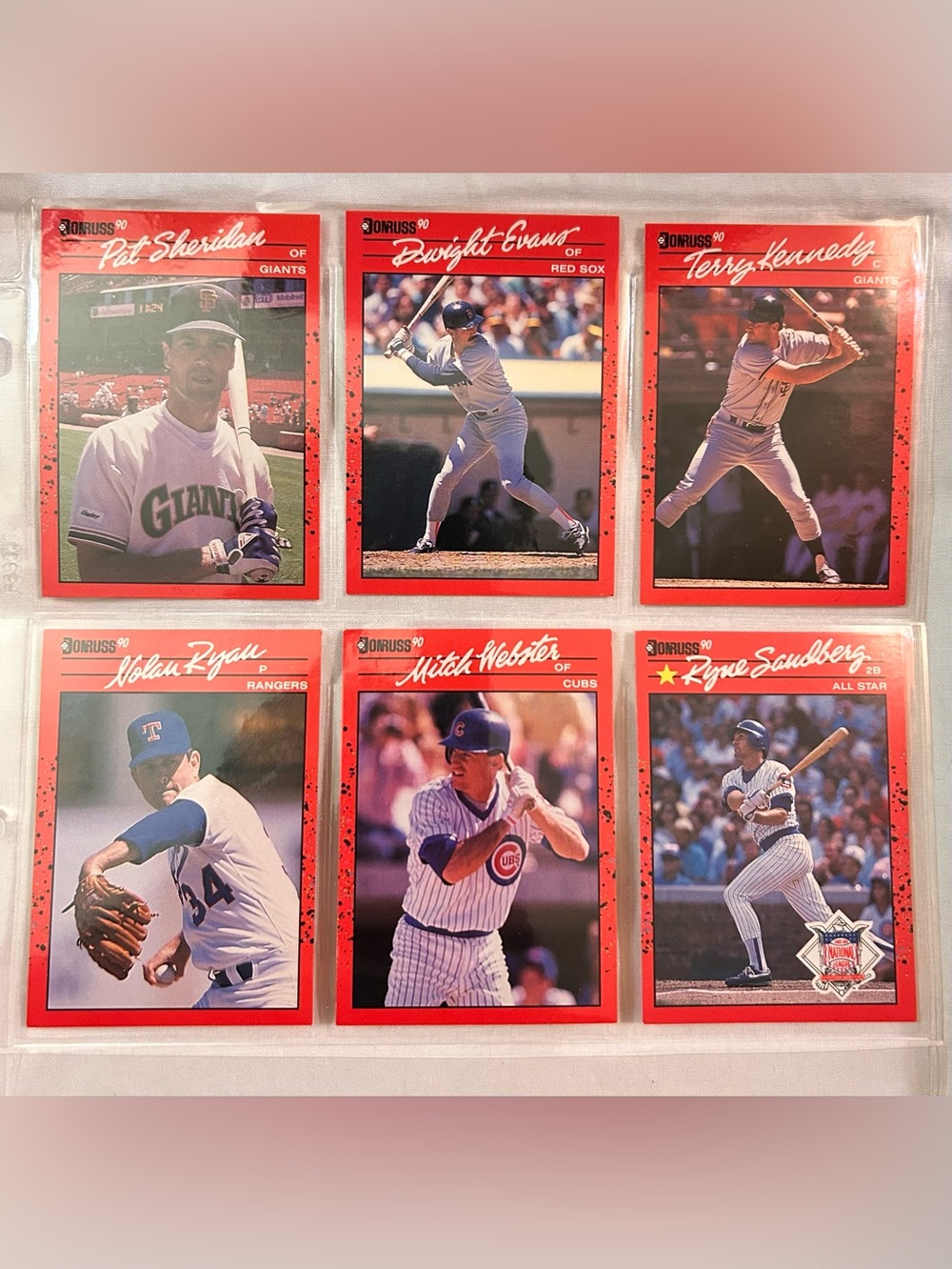 Baseball Card Bundle Pat Sheridan, Dwight Evans, Terry Kennedy, Nolan Ryan…